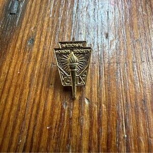Vintage 80s BJP National Honor Society Goldtone Lapel Pin Marked Brooch CSLS